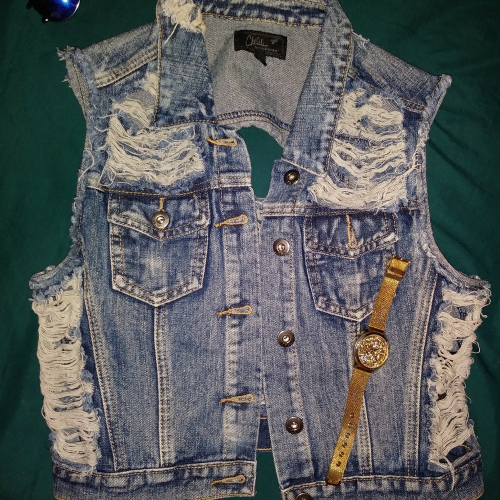 Distressed Denim/Jean Vest